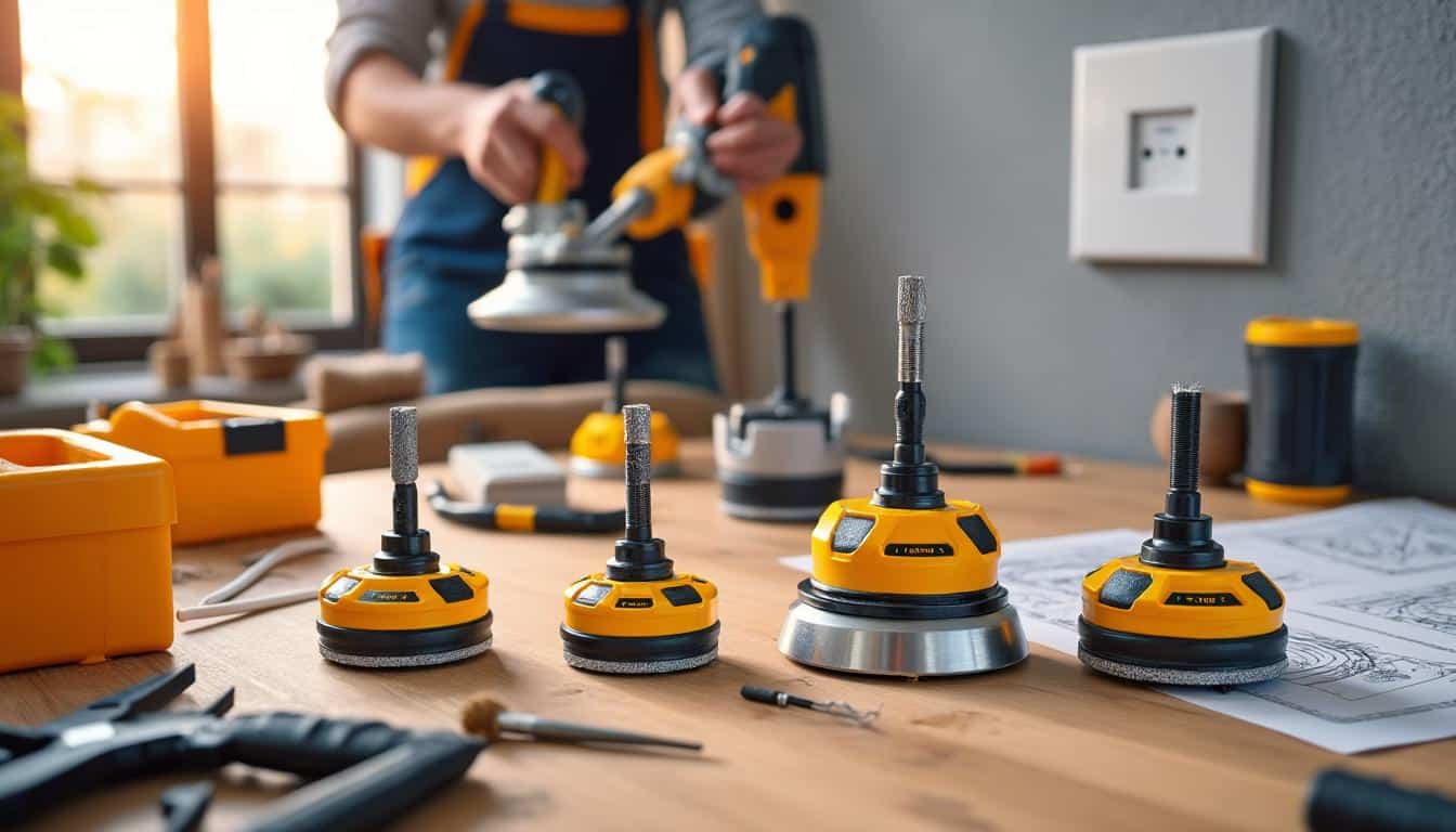 Illustration: Quels sont les diamètres standards recommandés pour la scie cloche lors de la pose d’une prise électrique ?