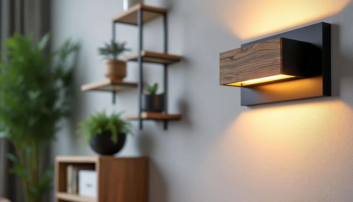 Illustration: Un luminaire mural en bois et noir : design naturel et contemporain à découvrir