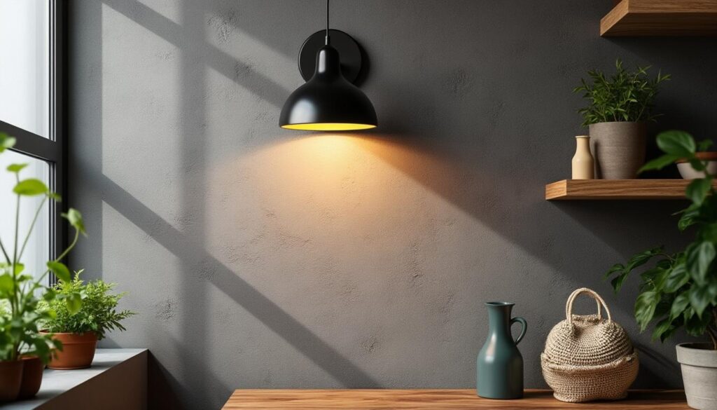 Applique murale en bois et noir : design naturel et élégant