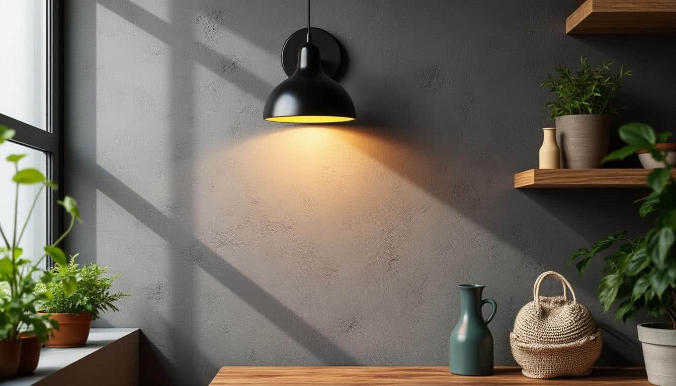 Applique murale en bois et noir : design naturel et élégant