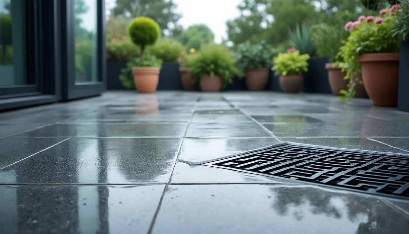 Évacuation de l’eau de terrasse en carrelage : solutions efficaces